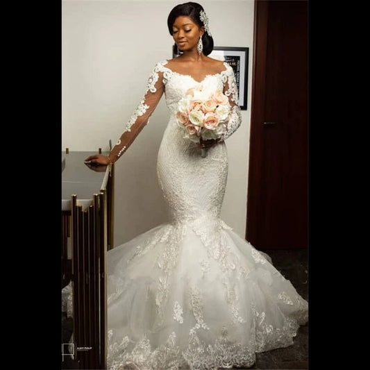 Elegant African Bridal Dresses - Mermaid Wedding Dress with Lace Detail & Custom Fit.
