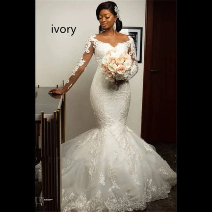 Elegant African Bridal Dresses - Mermaid Wedding Dress with Lace Detail & Custom Fit.