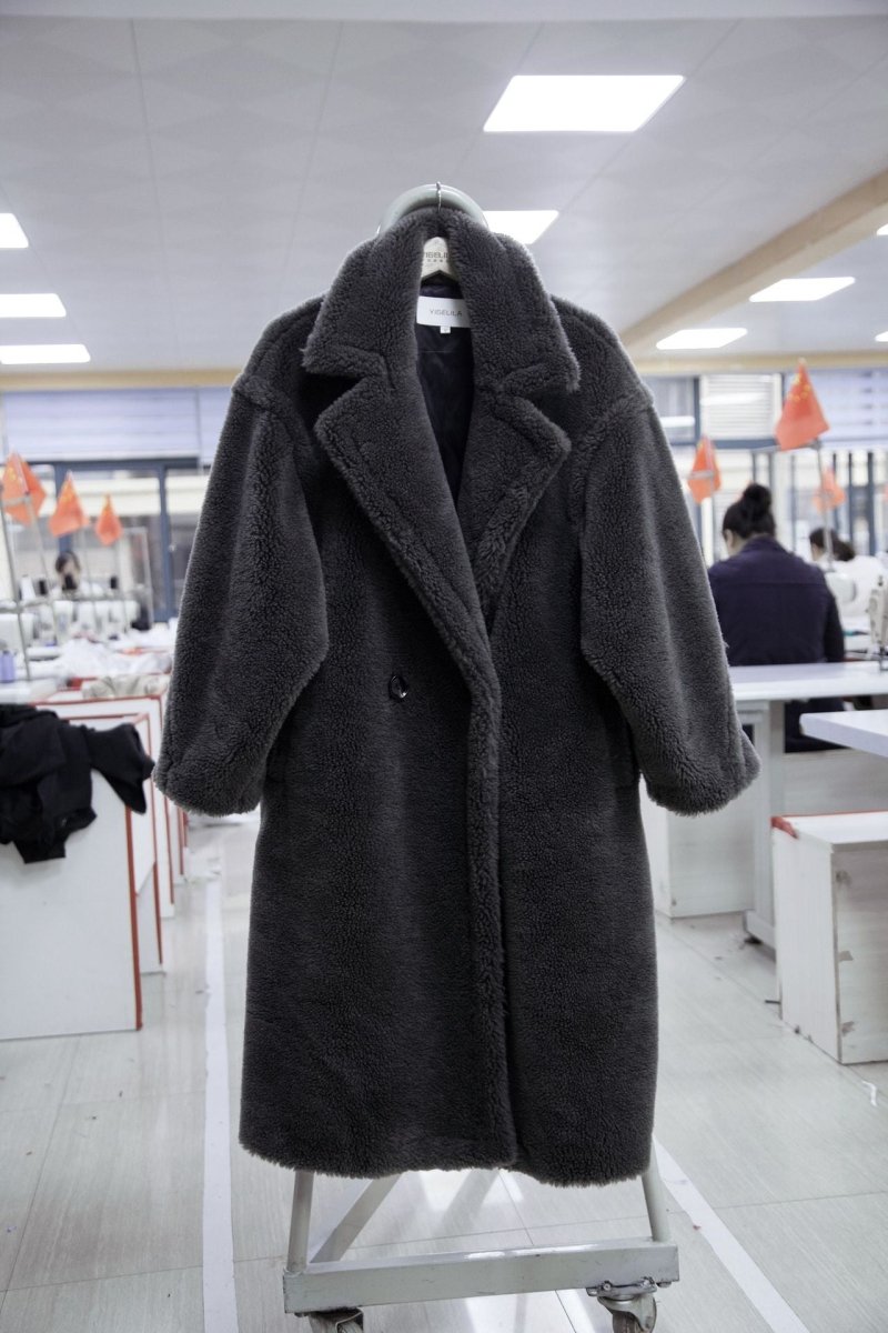 Elegant Gray Woolen Coats For Women - Loose Fit, Long Sleeve, Available In Sizes S, M, L.