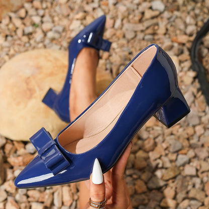 Elegant Wine Red Bowknot High Heel Shoes in Patent Leather for Women - Sizes 36 to 44 - Allen - Fitness