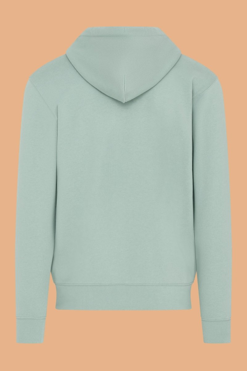 Embroidered Zip - Up Hoodie - 100% Organic Cotton, Double Lined Hood, Kangaroo Pocket - Allen - Fitness