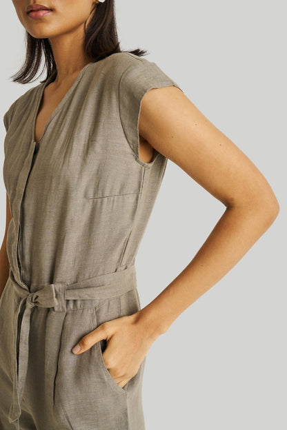 Evening Chai Jumpsuit in Dark Green - Allen - Fitness