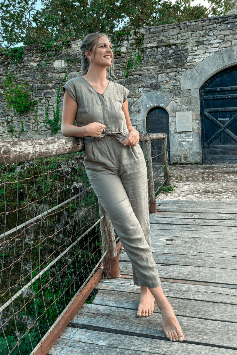 Evening Chai Jumpsuit in Dark Green - Allen - Fitness
