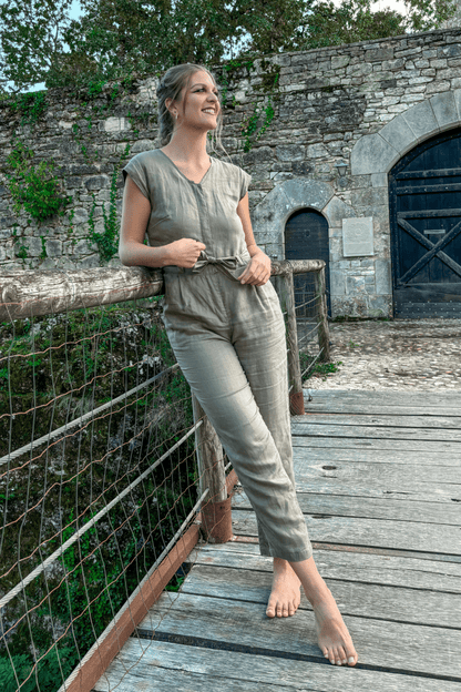 Evening Chai Jumpsuit in Dark Green - Allen - Fitness