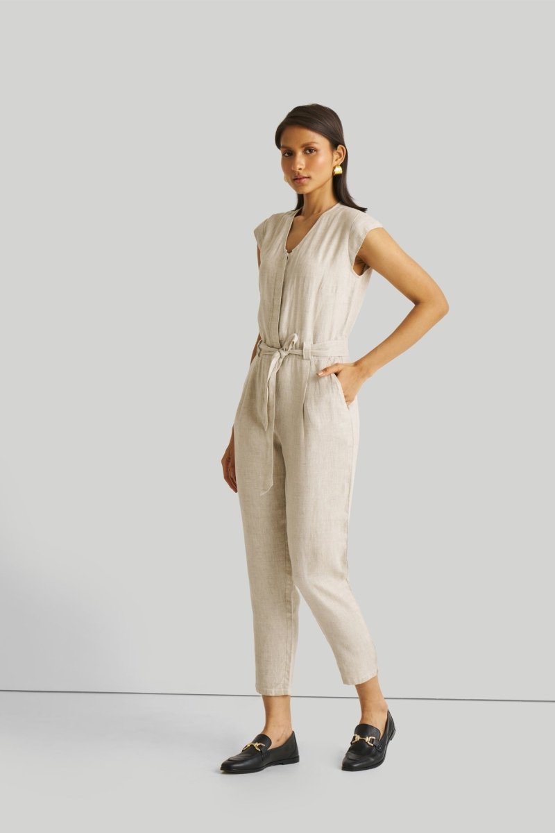 Evening Chai Jumpsuit in Light Beige - Allen - Fitness