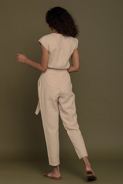 Evening Chai Jumpsuit in Neutral Beige - Allen - Fitness