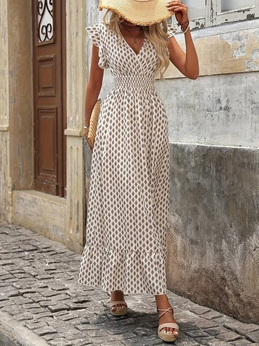 Floral Jumpsuit for Women - Versatile Printed Design with Pleated Skirt, Sizes S - XXL - Allen - Fitness