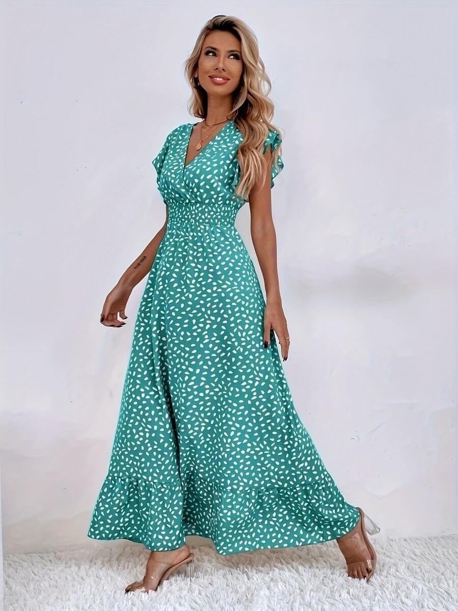 Floral Jumpsuit for Women - Versatile Printed Design with Pleated Skirt, Sizes S - XXL - Allen - Fitness