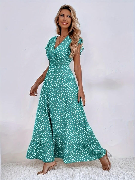 Floral Jumpsuit for Women - Versatile Printed Design with Pleated Skirt, Sizes S - XXL - Allen - Fitness