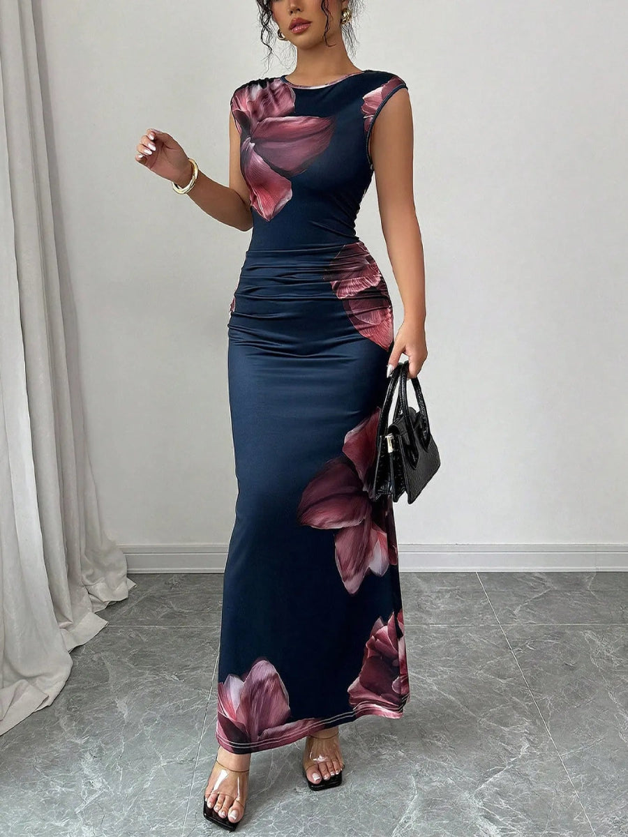 Floral Maxi Dress - Sleeveless Bodycon Style with Slight Stretch, Perfect for Any Occasion - Allen - Fitness