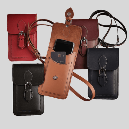 Handmade Leather Mobile Phone Pouch Plus - Magenta - Allen - Fitness