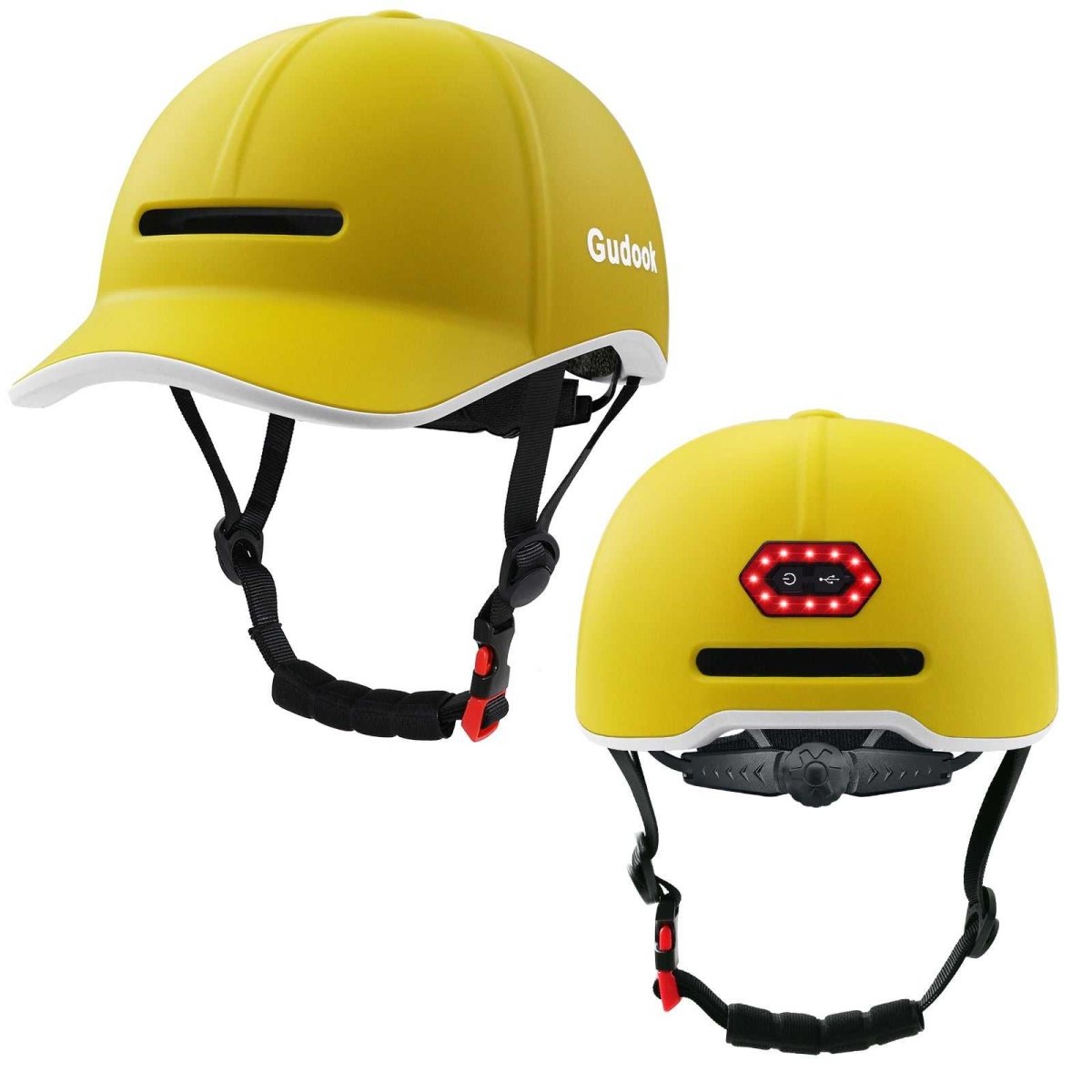 High - end LED Rechargeable Rear Lamp City Recreational Bicycle Riding Peaked Cap Helmet - Allen - Fitness