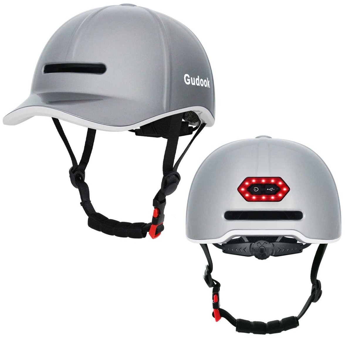 High - end LED Rechargeable Rear Lamp City Recreational Bicycle Riding Peaked Cap Helmet - Allen - Fitness