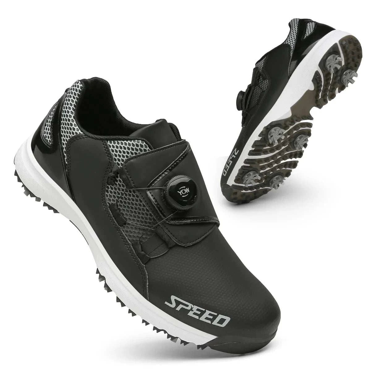 High-end waterproof leather men's spiked golf shoes with superior traction for wet conditions