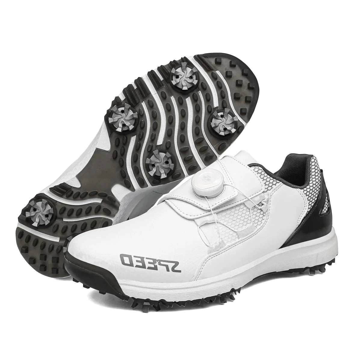High-end waterproof leather men's golf shoes with professional spikes for superior traction on wet courses