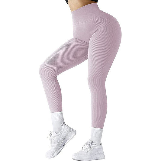 High Waist Seamless Leggings Threaded Knitted Fitness Pants Solid Women's Slimming Sports Yoga Pants Elastic Running Sport Leggings - Allen - Fitness