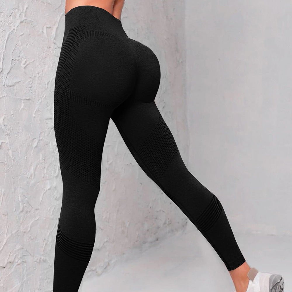 High Waist Seamless Yoga Pants - Women's Solid Color & Dot Striped Print Butt Lifting Leggings - Allen - Fitness
