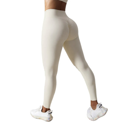 High Waist Yoga Pants – Adjustable Drawstring, Seamless Design, Breathable Fabric, Nude Feel - Allen - Fitness
