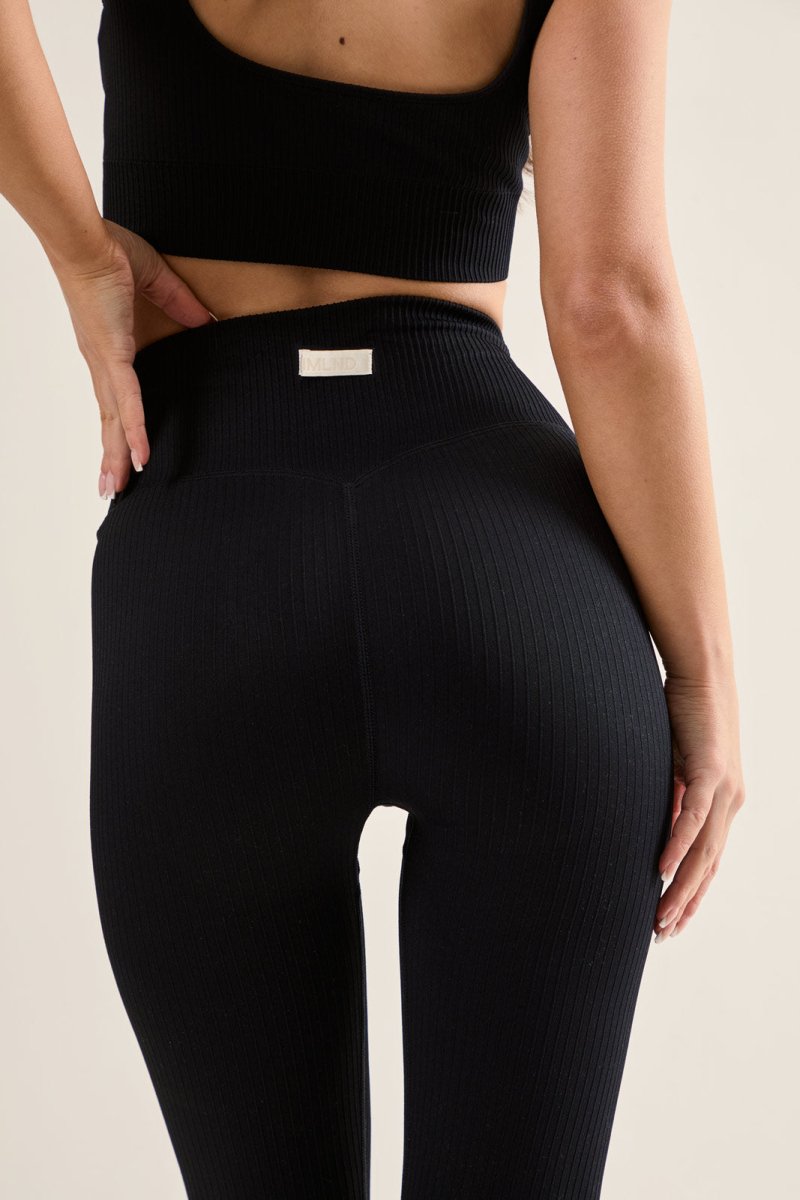 High Waisted Leggings - Soft Ribbed Seamless Design with Squat - Proof Support - Allen - Fitness