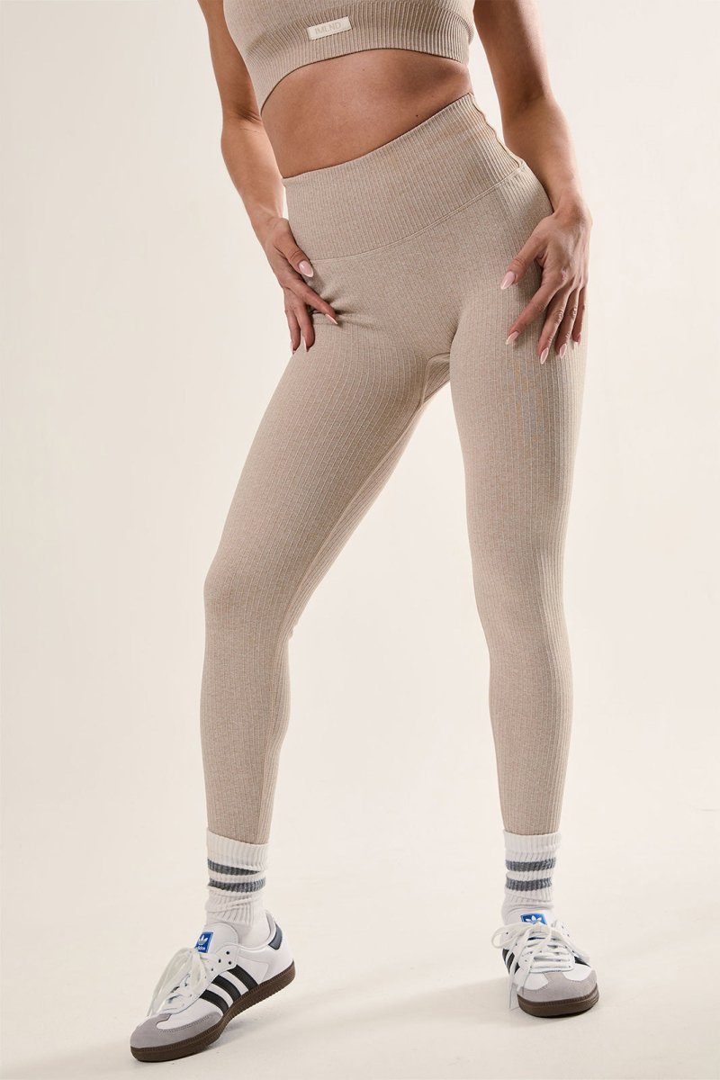High Waisted Leggings - Soft Ribbed Seamless Design with Squat - Proof Support - Allen - Fitness