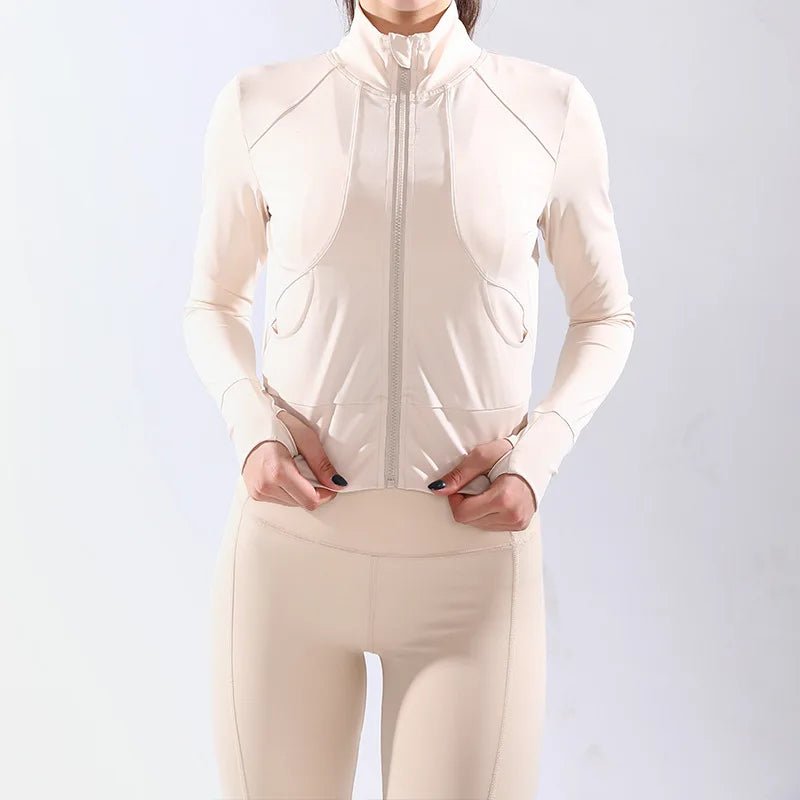 Women's 3-Piece Fitness Sports Bra Leggings Jacket Set - Customizable Yoga Activewear.