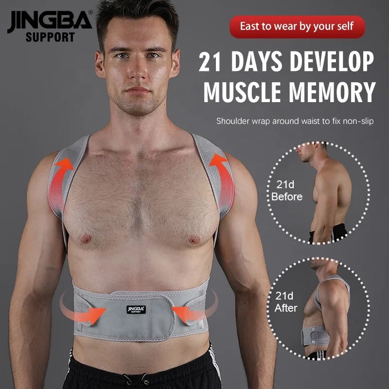 JINGBA Corrector Back Brace for Men and Women Straightener for Spine Support - Allen - Fitness