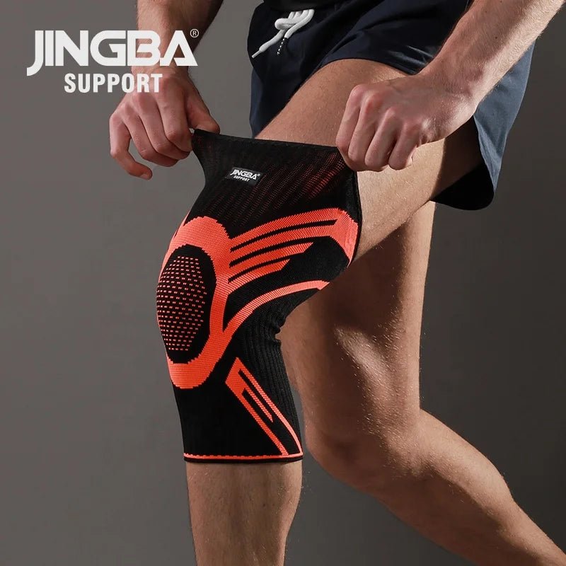 JINGBA Unisex Knee Support Compression Sleeve with Silicone for Running - Allen - Fitness