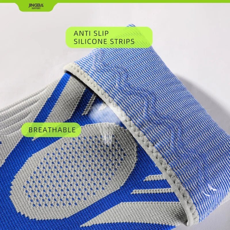 JINGBA Unisex Knee Support Compression Sleeve with Silicone for Running - Allen - Fitness