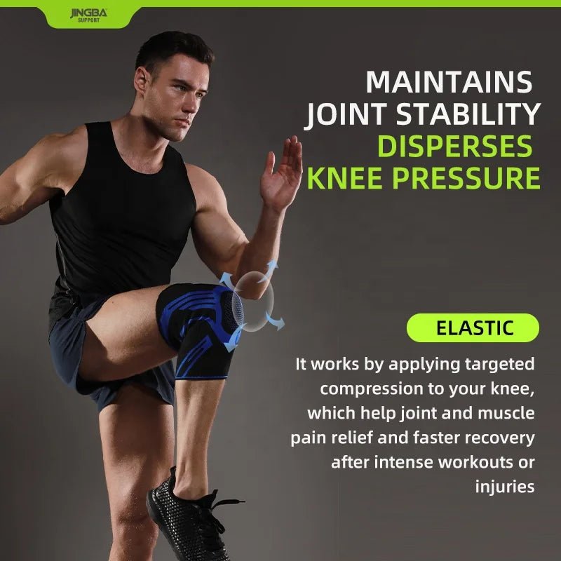 JINGBA Unisex Knee Support Compression Sleeve with Silicone for Running - Allen - Fitness