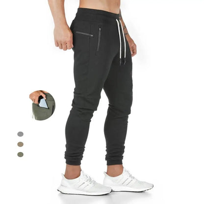 Jogger Pants, Gym Sweat Trousers Side Zipper Pockets Slim Fit Trousers for Men - Allen - Fitness