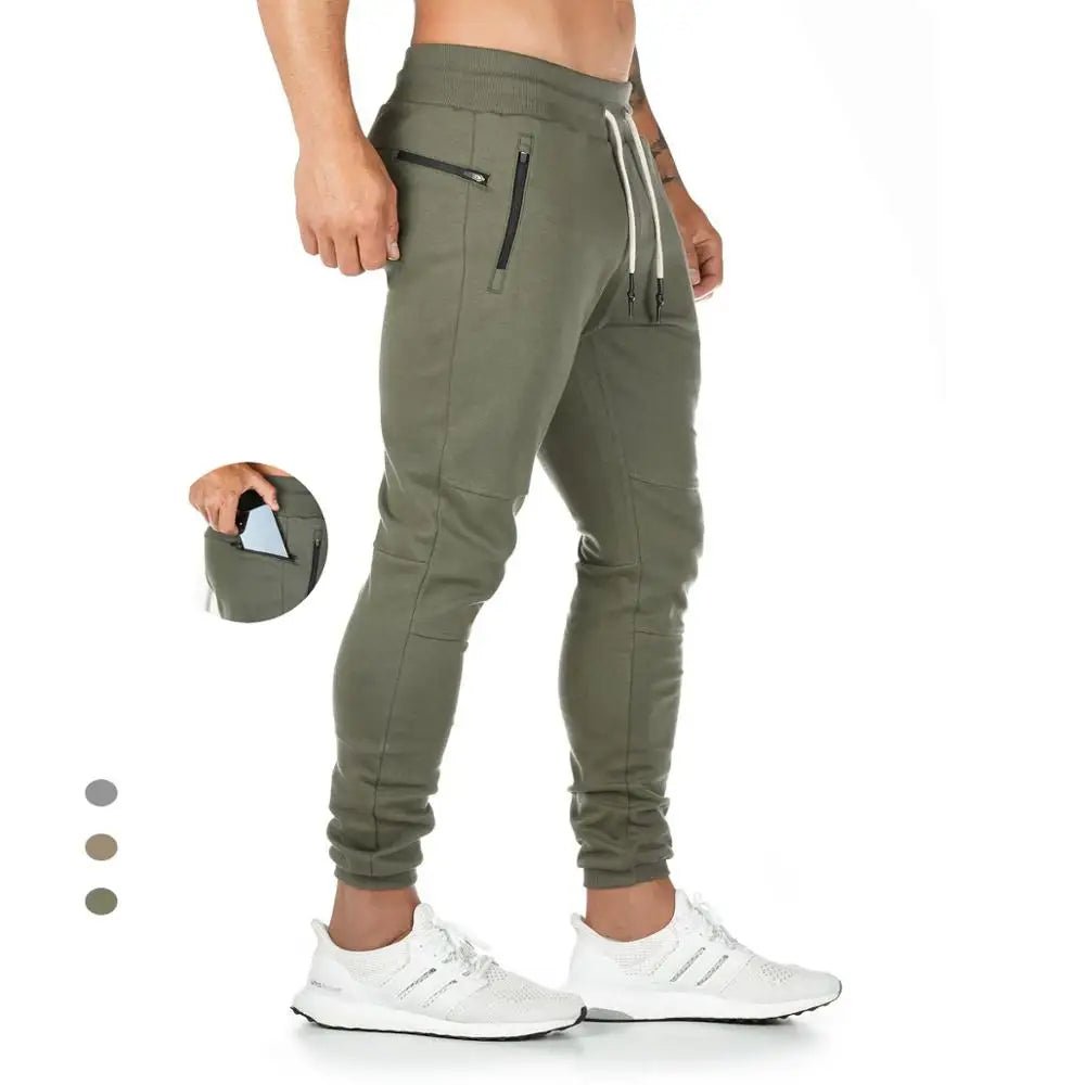 Jogger Pants, Gym Sweat Trousers Side Zipper Pockets Slim Fit Trousers for Men - Allen - Fitness