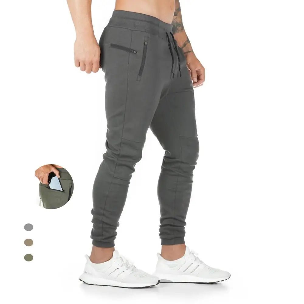 Jogger Pants, Gym Sweat Trousers Side Zipper Pockets Slim Fit Trousers for Men - Allen - Fitness