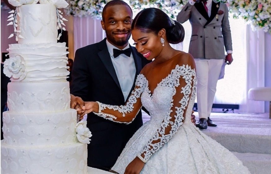 Lace Wedding Dress with Pearl Detail - Sizes 2-16, Elegant Bridal Gown in White.