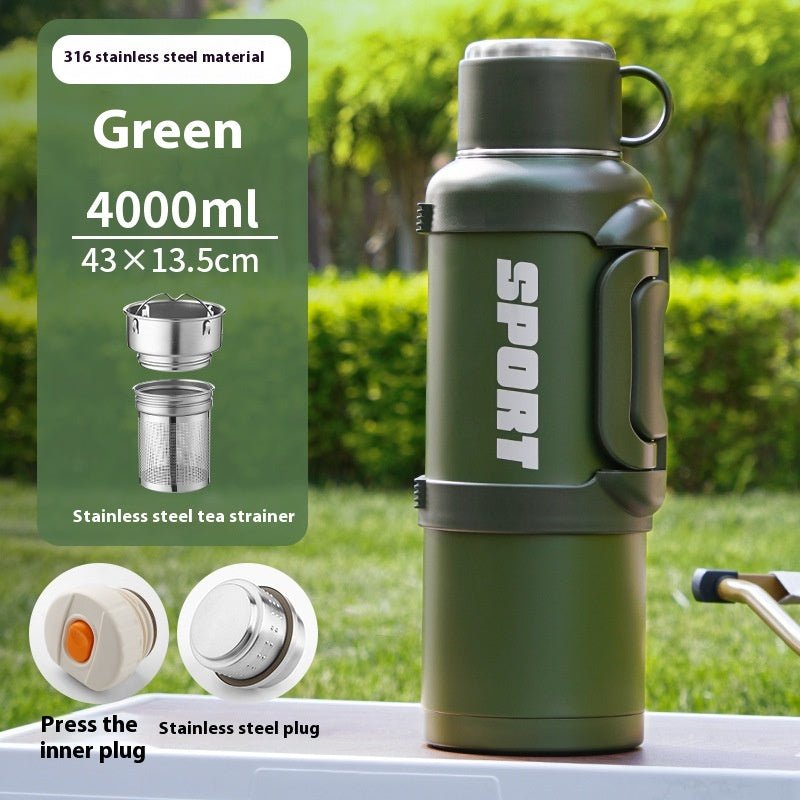 Large Capacity Stainless Steel Thermos Cup - Insulated 1300ML to 4000ML for Outdoor Use.