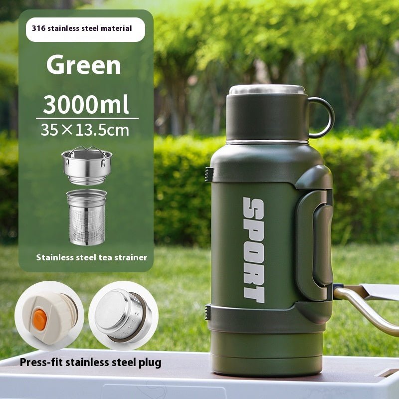 Large Capacity Stainless Steel Thermos Cup - Insulated 1300ML to 4000ML for Outdoor Use.