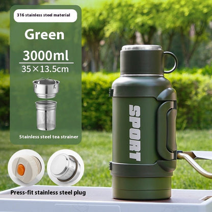 Large Capacity Stainless Steel Thermos Cup - Insulated 1300ML to 4000ML for Outdoor Use.