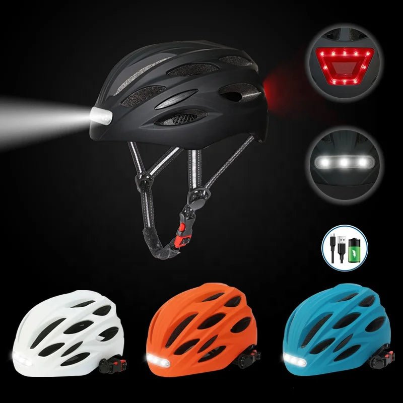 Lightweight Cycling Helmet With LED Lights, USB Rechargeable, Adjustable Fit & Ventilation - Allen - Fitness