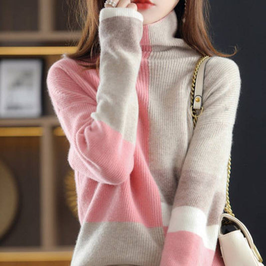 Loose Turtleneck Sweater In Pink, Green, Blue, And Purple - Long Sleeve, Plus Size Available.