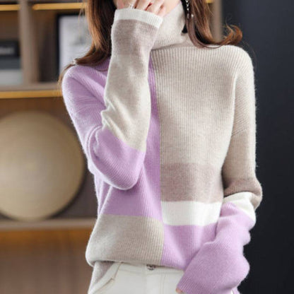 Loose Turtleneck Sweater In Pink, Green, Blue, And Purple - Long Sleeve, Plus Size Available.