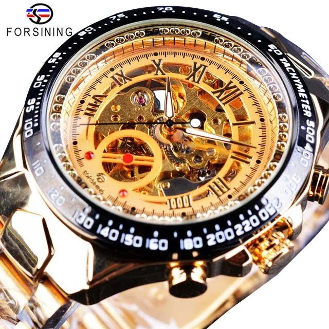 Luxury Waterproof Skeleton Watch for Men - Mechanical Hand Wind Design, Elegant Style - Allen - Fitness