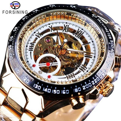Luxury Waterproof Skeleton Watch for Men - Mechanical Hand Wind Design, Elegant Style - Allen - Fitness
