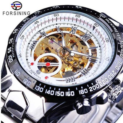 Luxury Waterproof Skeleton Watch for Men - Mechanical Hand Wind Design, Elegant Style - Allen - Fitness
