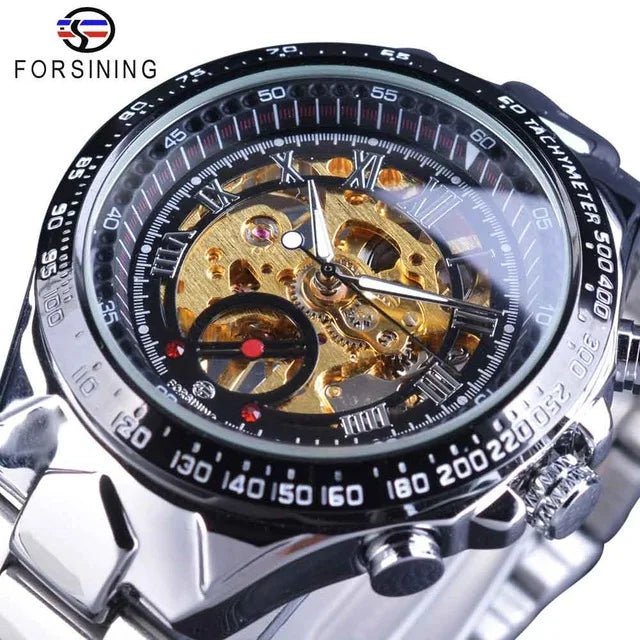 Luxury Waterproof Skeleton Watch for Men - Mechanical Hand Wind Design, Elegant Style - Allen - Fitness