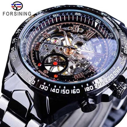 Luxury Waterproof Skeleton Watch for Men - Mechanical Hand Wind Design, Elegant Style - Allen - Fitness