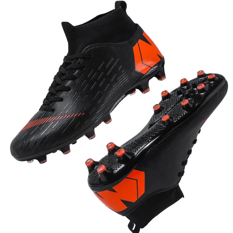 Men Cleats Football Boots High Top Soccer Sneakers Turf Futsal Outdoor Fashion White Sport Shoes - Allen - Fitness