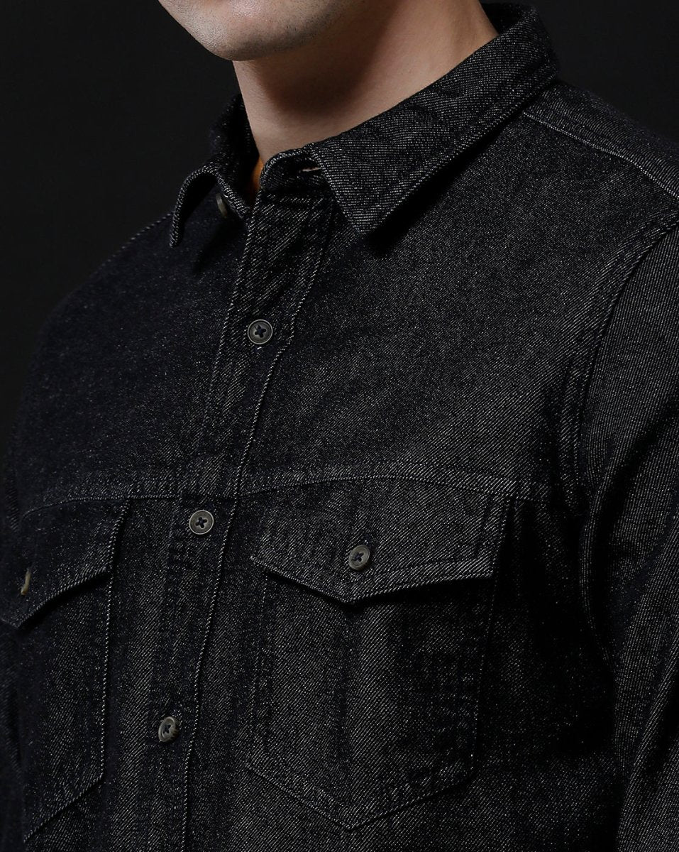 Men's Denim Casual Shirt - Slim Fit Full Sleeve Washed Shirt by Temple Of Denim - Allen - Fitness