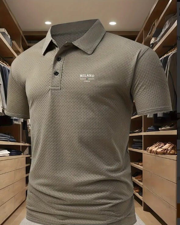 Men's Printed Short - sleeved Lapel Shirt Polo - Allen - Fitness