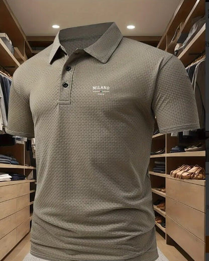 Men's Printed Short - sleeved Lapel Shirt Polo - Allen - Fitness