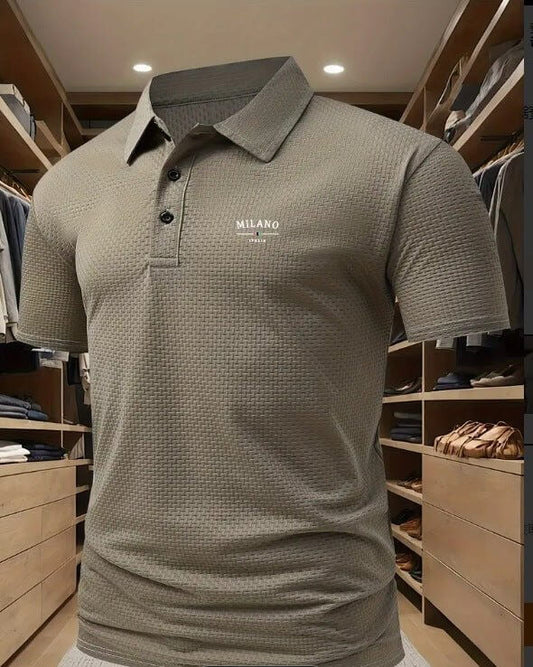 Men's Printed Short - sleeved Lapel Shirt Polo - Allen - Fitness