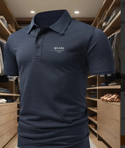 Men's Printed Short - sleeved Lapel Shirt Polo - Allen - Fitness